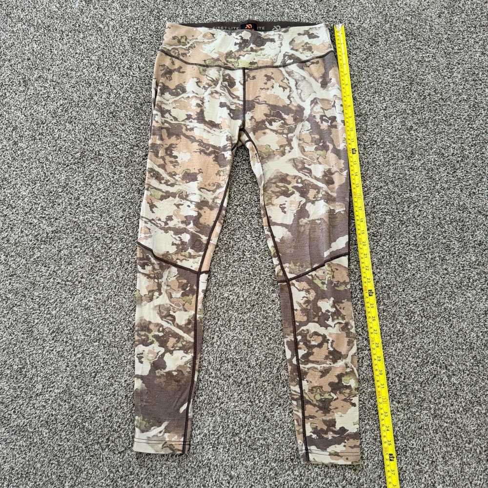 First Lite Midweight Infinity Leggings Medium Marsh Camo Merino Wool Repaired